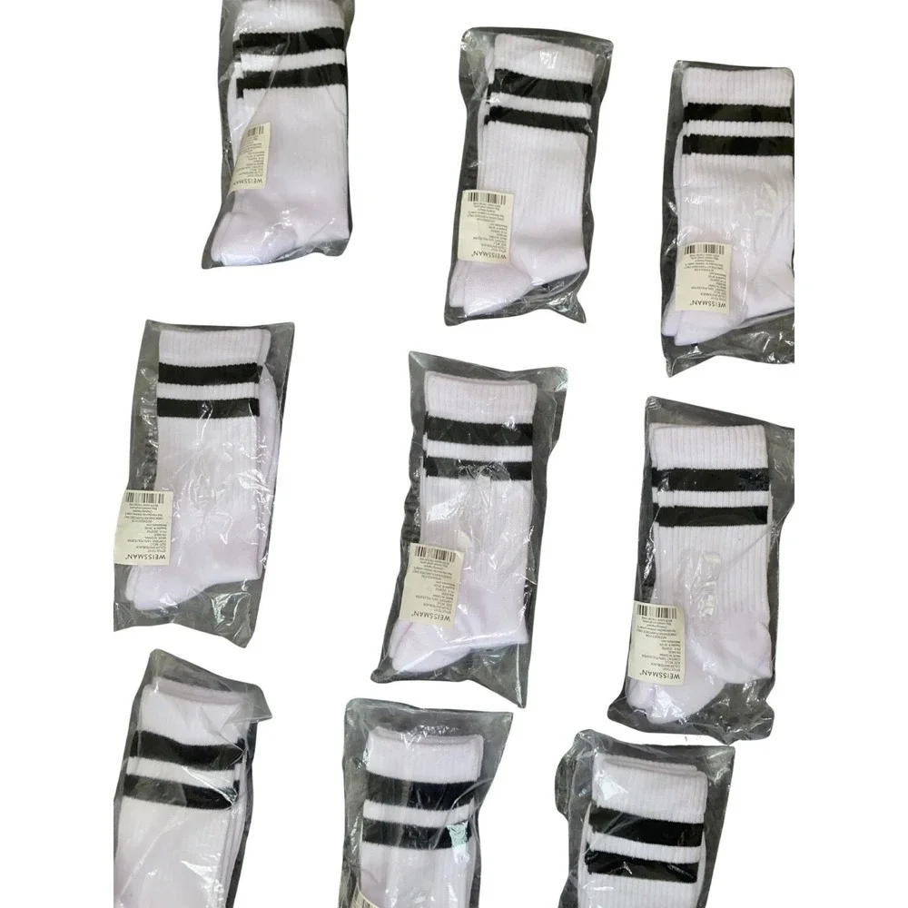 Lot of 9 Weissman Dance Socks White Black Stripes NIP Costume Accessory